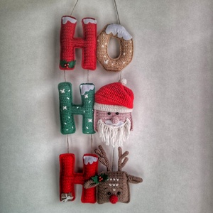 Horgolt Ho-Ho-Ho karácsonyi dísz - Meska.hu