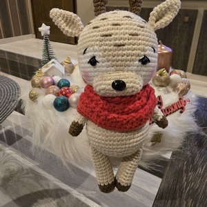 Horgolt cuki rénszarvas - karácsony - karácsonyi lakásdekoráció - karácsonyi manók, figurák - Meska.hu