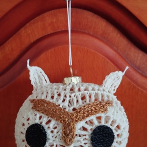 Horgolt bagoly  - karácsony - karácsonyi lakásdekoráció - karácsonyfadíszek - Meska.hu