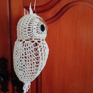 Horgolt bagoly  - karácsony - karácsonyi lakásdekoráció - karácsonyfadíszek - Meska.hu