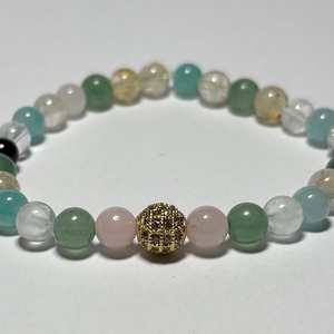 Theta ásványkarkötő - önbizalom -  Citrin, aventurin, amazonit, rózsakvarc, hegyikristály, gránát, tigrisszem, hematit - Meska.hu