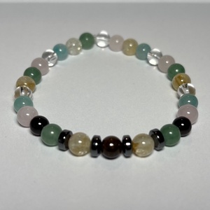 Theta ásványkarkötő - önbizalom -  Citrin, aventurin, amazonit, rózsakvarc, hegyikristály, gránát, tigrisszem, hematit - Meska.hu