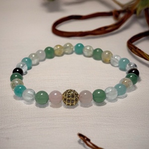 Theta ásványkarkötő - önbizalom -  Citrin, aventurin, amazonit, rózsakvarc, hegyikristály, gránát, tigrisszem, hematit, Ékszer, Karkötő, Ásványkarkötő, Gyöngyfűzés, gyöngyhímzés, Ékszerkészítés, MESKA