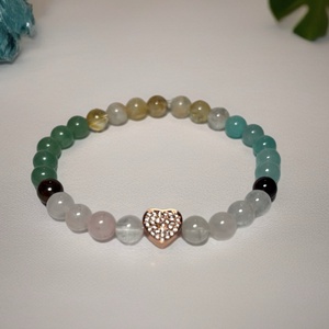 Theta ásványkarkötő - önbizalom -  Citrin, aventurin, amazonit, rózsakvarc, hegyikristály, gránát, tigrisszem, hematit, Ékszer, Karkötő, Ásványkarkötő, Gyöngyfűzés, gyöngyhímzés, Ékszerkészítés, MESKA