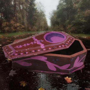 Halloween koporsó alakú ékszertartó , Ékszer, Ékszertartó, Ékszerdoboz, Festett tárgyak, Gipszöntés, MESKA