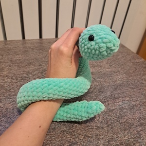 Kígyó amigurumi zöld - játék & sport - plüssállat & játékfigura - más figura - Meska.hu