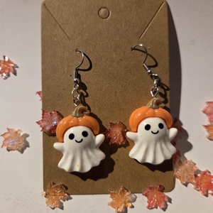 Cuki halloweeni szellem fülbevaló - otthon & életmód - dekoráció - halloween - halloweeni ékszerek - Meska.hu