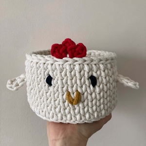 Minimalista tyúk csirke tárolókosár, Otthon & Életmód, Tárolás & Rendszerezés, Tárolókosár, Horgolás, MESKA