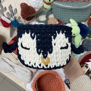 Minimalista pingvin horgolt tárolókosár, Otthon & Életmód, Tárolás & Rendszerezés, Tárolókosár, Horgolás, MESKA