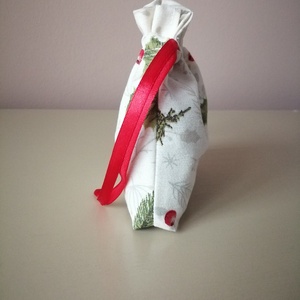 Karácsonyi, ünnepi kis méretű vászon ajándékzsák - karácsony - karácsonyi ajándékozás - karácsonyi ajándékcsomagolás - Meska.hu