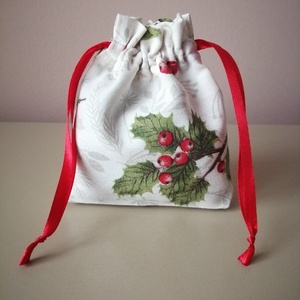 Karácsonyi, ünnepi kis méretű vászon ajándékzsák - Meska.hu