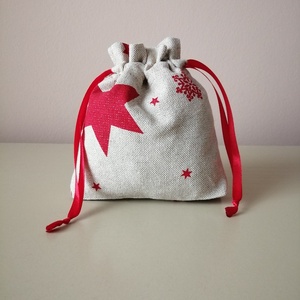 Karácsonyi, ünnepi kis méretű vászon ajándékzsák - Meska.hu