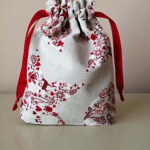 Bordó - szürke karácsonyi vászon ajándékzsák - Meska.hu