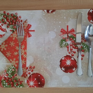 Vászon, ünnepi tányéralátét négy darabos szett, Otthon & Életmód, Konyhafelszerelés, tálalás, Tálalás, Tányér- és poháralátét, Varrás, MESKA