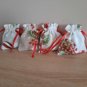 Mini karácsonyi ajándékzsák, Karácsony, Karácsonyi ajándékozás, Karácsonyi ajándékcsomagolás, Varrás, MESKA