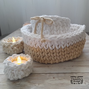 Horgolt kosár szett, Otthon & Életmód, Tárolás & Rendszerezés, Tárolókosár, Horgolás, MESKA