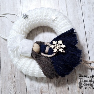 Angyalkás kopogtató , Otthon & Életmód, Dekoráció, Ajtó- és ablak dekoráció, Ajtódísz & Kopogtató, Kötés, MESKA