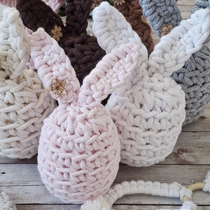 Horgolt nyuszi tojás, Ünnepi díszek, dekorációk, Húsvéti díszek és dekorációk, Húsvéti asztaldíszek, Horgolás, MESKA