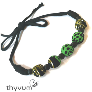 Pöttyparádé afrikai textil nyaklánc - ékszer - nyaklánc - statement nyaklánc - Meska.hu