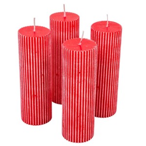 Kontúrozott bordás henger gyertya 50x150mm - piros, Kellékek & szerszámok, Dekorációs kellékek, Dekorációs gyertya, , MESKA