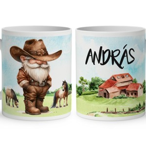 Névvel kérhető - Gazda manó lovakkal mintás bögre, Otthon & Életmód, Konyhafelszerelés, tálalás, Tálalás, Bögre & Csésze, , MESKA