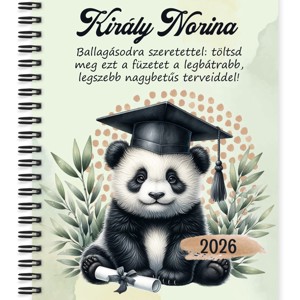 Személyre szabható - 2026 Ballagás - Panda mintás füzet - Meska.hu