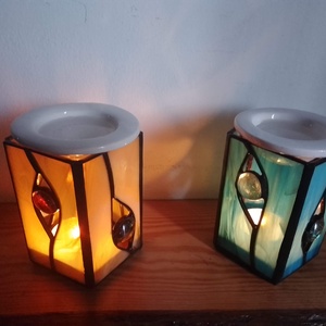 Tiffany mécsestartó illóolaj párologtatóval - otthon & életmód - gyertya, illat, aroma - párologtató - Meska.hu