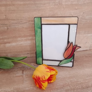TIFFANY fényképtartó tulipánnal - otthon & életmód - dekoráció - kép & falikép - képkeret - Meska.hu