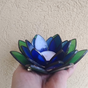 LÓTUSZVIRÁG tiffany mécsestartó, spirituális ajándék, meditációhoz, jógához.  - otthon & életmód - gyertya, illat, aroma - mécses és mécsestartó - Meska.hu