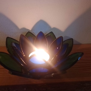 LÓTUSZVIRÁG tiffany mécsestartó, spirituális ajándék, meditációhoz, jógához.  - otthon & életmód - gyertya, illat, aroma - mécses és mécsestartó - Meska.hu