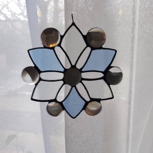HÓPEHELY tiffany ablakdísz  - karácsony - karácsonyi lakásdekoráció - karácsonyi ablakdíszek, ablakmatricák - Meska.hu