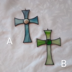 Tiffany KERESZT ablakdísz/falidísz - otthon & életmód - vallás - kereszt - Meska.hu