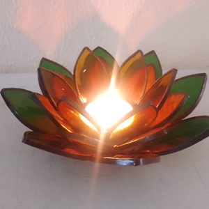 LÓTUSZVIRÁG tiffany mécsestartó, spirituális ajándék.  - otthon & életmód - dekoráció - spiritualitás - füstölő és füstölőtartó - Meska.hu