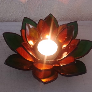 LÓTUSZVIRÁG tiffany mécsestartó, spirituális ajándék. , Otthon & Életmód, Dekoráció, Spiritualitás, Füstölő és füstölőtartó, Üvegművészet, MESKA