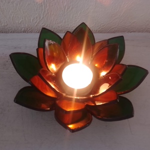 LÓTUSZVIRÁG tiffany mécsestartó, spirituális ajándék.  - otthon & életmód - dekoráció - spiritualitás - füstölő és füstölőtartó - Meska.hu