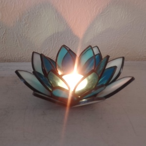 Tiszta fény, harmónia - LÓTUSZVIRÁG tiffany mécsestartó, spirituális ajándék, meditációhoz, jógához.  - otthon & életmód - gyertya, illat, aroma - mécses és mécsestartó - Meska.hu