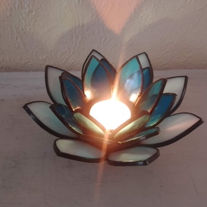 Tiszta fény, harmónia - LÓTUSZVIRÁG tiffany mécsestartó, spirituális ajándék, meditációhoz, jógához.  - otthon & életmód - gyertya, illat, aroma - mécses és mécsestartó - Meska.hu