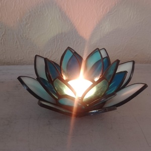 Tiszta fény, harmónia - LÓTUSZVIRÁG tiffany mécsestartó, spirituális ajándék, meditációhoz, jógához.  - otthon & életmód - gyertya, illat, aroma - mécses és mécsestartó - Meska.hu