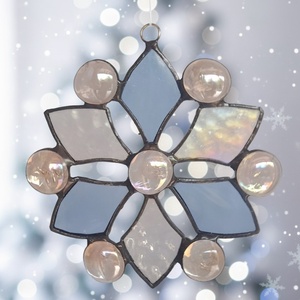 HÓPEHELY tiffany ablakdísz , Karácsony, Karácsonyi lakásdekoráció, Karácsonyi ablakdíszek, ablakmatricák, Üvegművészet, MESKA