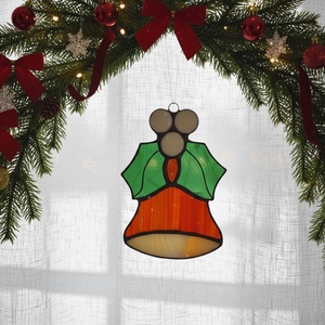 KARÁCSONYI CSENGETTYŰ tiffany ablakdísz , Karácsony, Karácsonyi lakásdekoráció, Karácsonyi ablakdíszek, ablakmatricák, Üvegművészet, MESKA