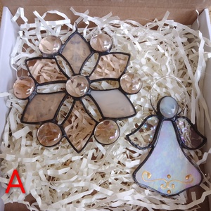 Egy doboz SZERETET - egy doboz TIFFANY - Hópehellyel, Karácsony, Karácsonyi lakásdekoráció, Karácsonyfadíszek, Üvegművészet, MESKA