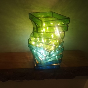 Fényspirál � kézzel készült Tiffany gyertyatartó, prémium lakásdekor - otthon & életmód - lámpa - hangulatlámpa - Meska.hu