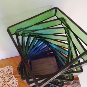 Fényspirál � kézzel készült Tiffany gyertyatartó, prémium lakásdekor - otthon & életmód - lámpa - hangulatlámpa - Meska.hu