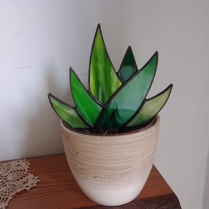 Gondozásmentes Aloe vera tiffany dekor Nőnapra - otthon & életmód - virágdekoráció - virágdíszek - asztali virágdísz - Meska.hu