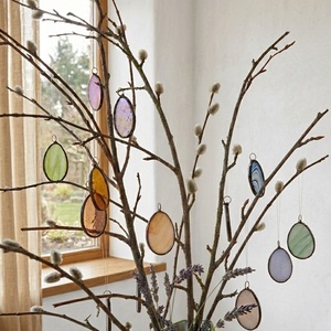 Apró,  színes, minimalista húsvéti tiffany tojáskák., Ünnepi díszek, dekorációk, Húsvéti díszek és dekorációk, Húsvéti tojásfadíszek, Üvegművészet, MESKA