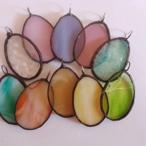 Apró,  színes, minimalista húsvéti tiffany tojáskák. - ünnepi díszek, dekorációk - húsvéti díszek és dekorációk - húsvéti tojásfadíszek - Meska.hu