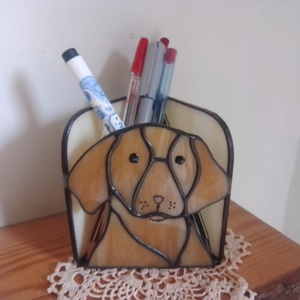 Vizslácska - tiffany ceruzatartó - otthon & életmód - tárolás & rendszerezés - íróasztali tároló - Meska.hu