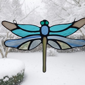 Szitakötő tiffany ablakdísz - Meska.hu