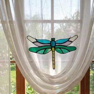 Szitakötő tiffany ablakdísz, Otthon & Életmód, Dekoráció, Ajtó- és ablak dekoráció, Ablakdísz, Üvegművészet, MESKA