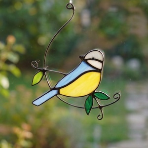  KÉK CINEGE faágon TIFFANY napfogó/ablakdísz a természet szerelmeseinek, Otthon & Életmód, Dekoráció, Ajtó- és ablak dekoráció, Ablakdísz, Üvegművészet, MESKA